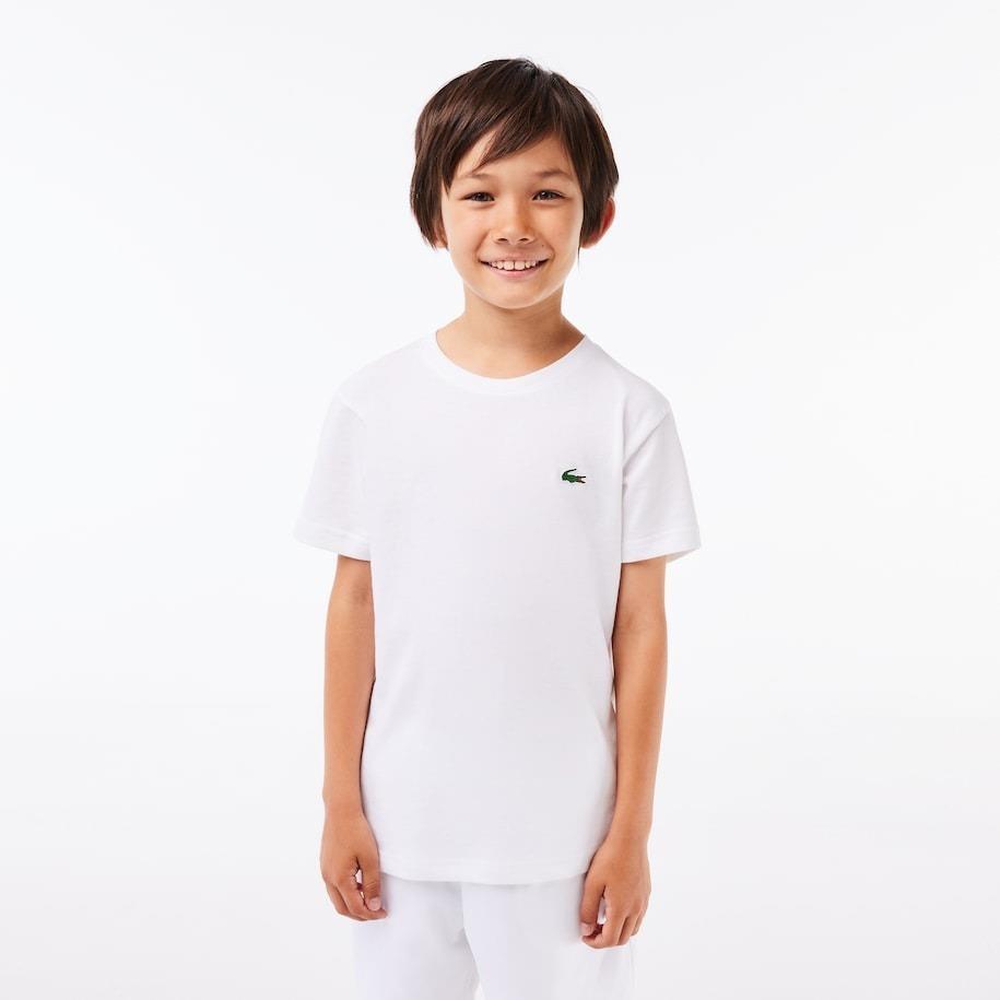 Lacoste Boys Sport Breathable Cotton Blend T-Shirt White