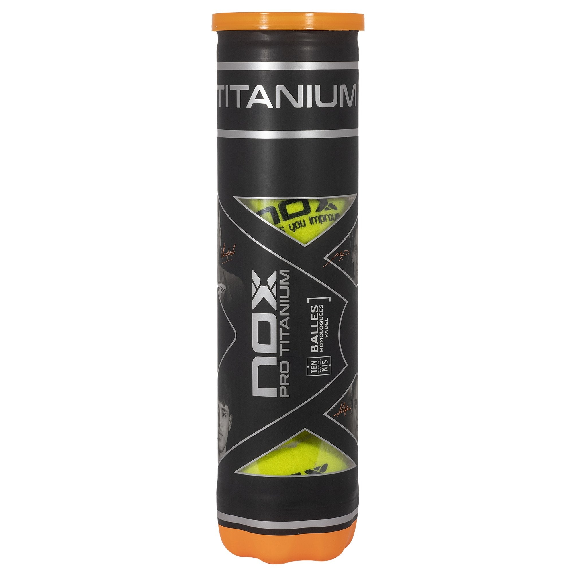 Bote de 4 pelotas de pádel PRO TITANIUM - NOXpadelBolas
